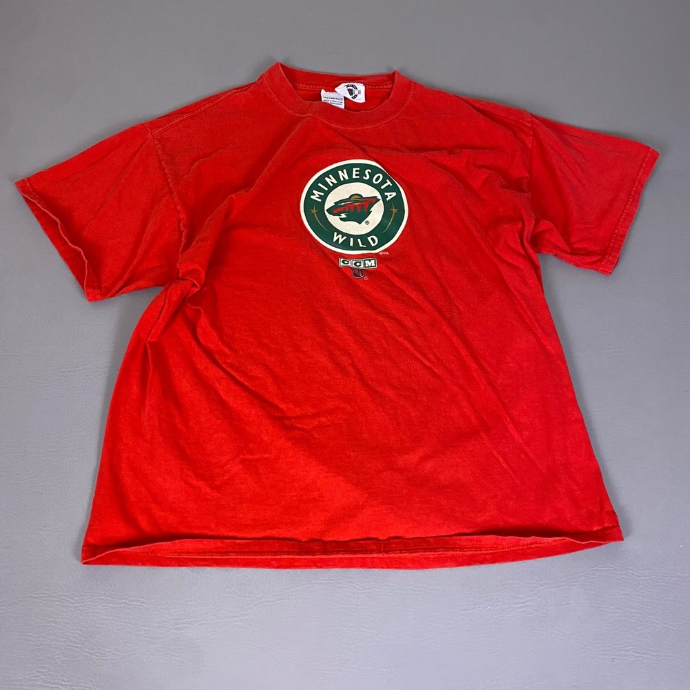 Minnesota‎ Wild NHL Graphic T-Shirt CCM Men's XL Red Short Sleeve Vintage Hockey